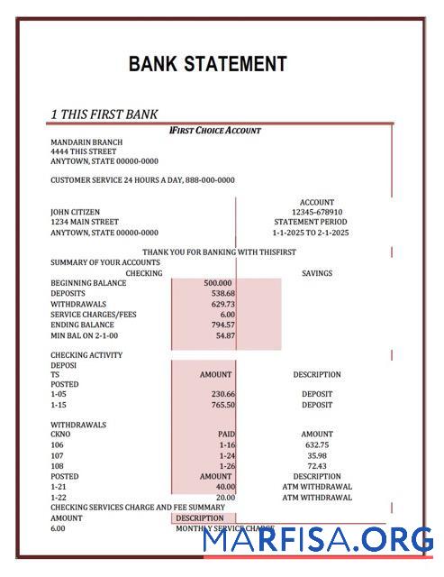 Downloadable Nigeria First bank statement word sample